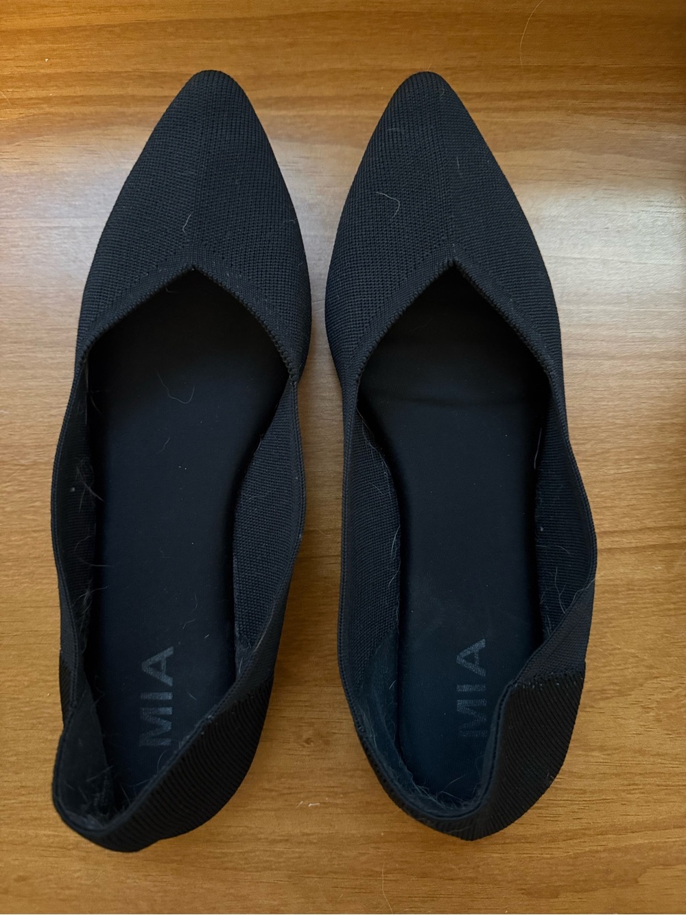 MIA Black Pointed Knit Slip-On Flats